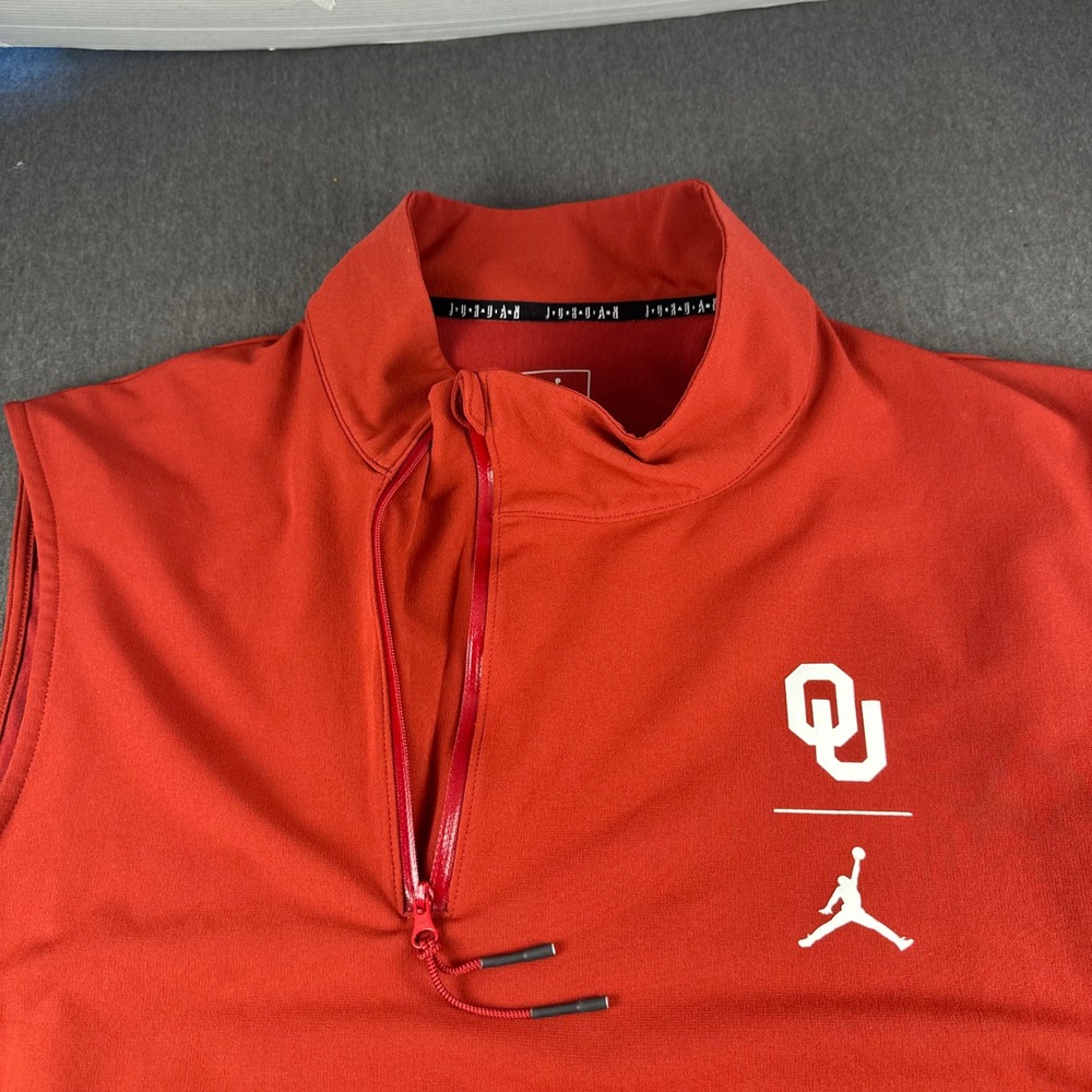 Jordan Oklahoma Sooners Nike Shield Half Zip Vest Mens XL Red